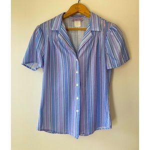 Vintage 80s pastel vertical stripped button down by Cabrias.